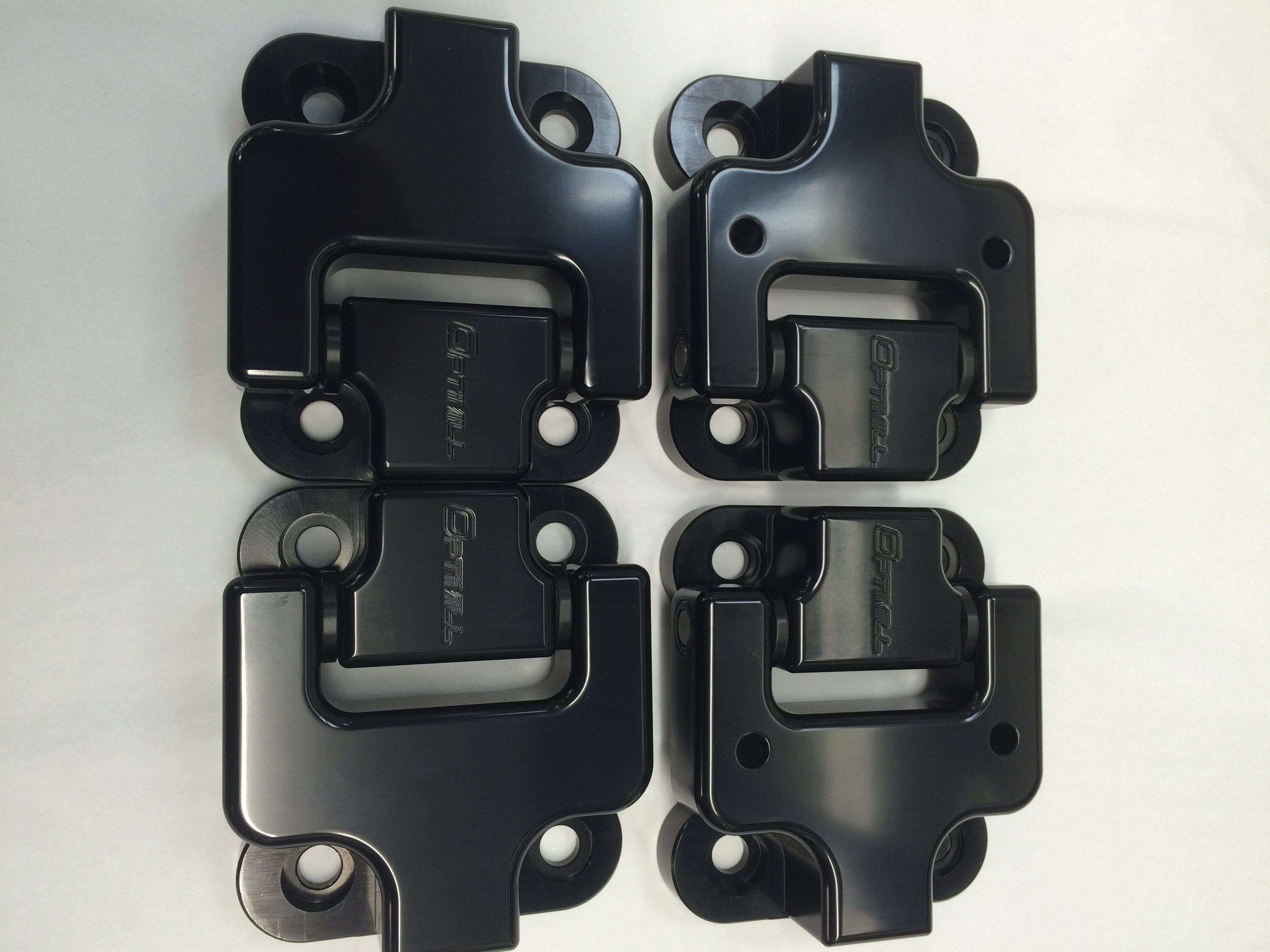 Landrover Defender Front Door Hinges 90 set of 4 in Black, Optimill